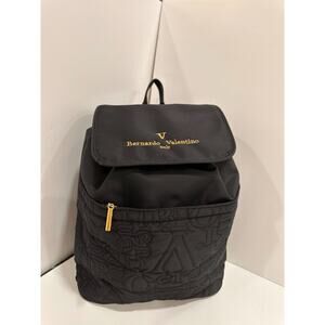Bernardo Valentino Italy Womens Backpack Bag Black Drawstring Magnetic Lock Zip